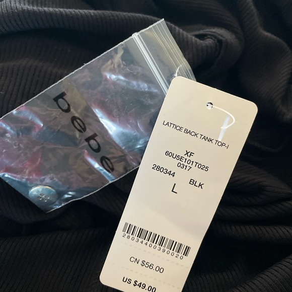 NWT Bebe Strappy Crystal Tank Top w/Button Detail L - Picture 5 of 7